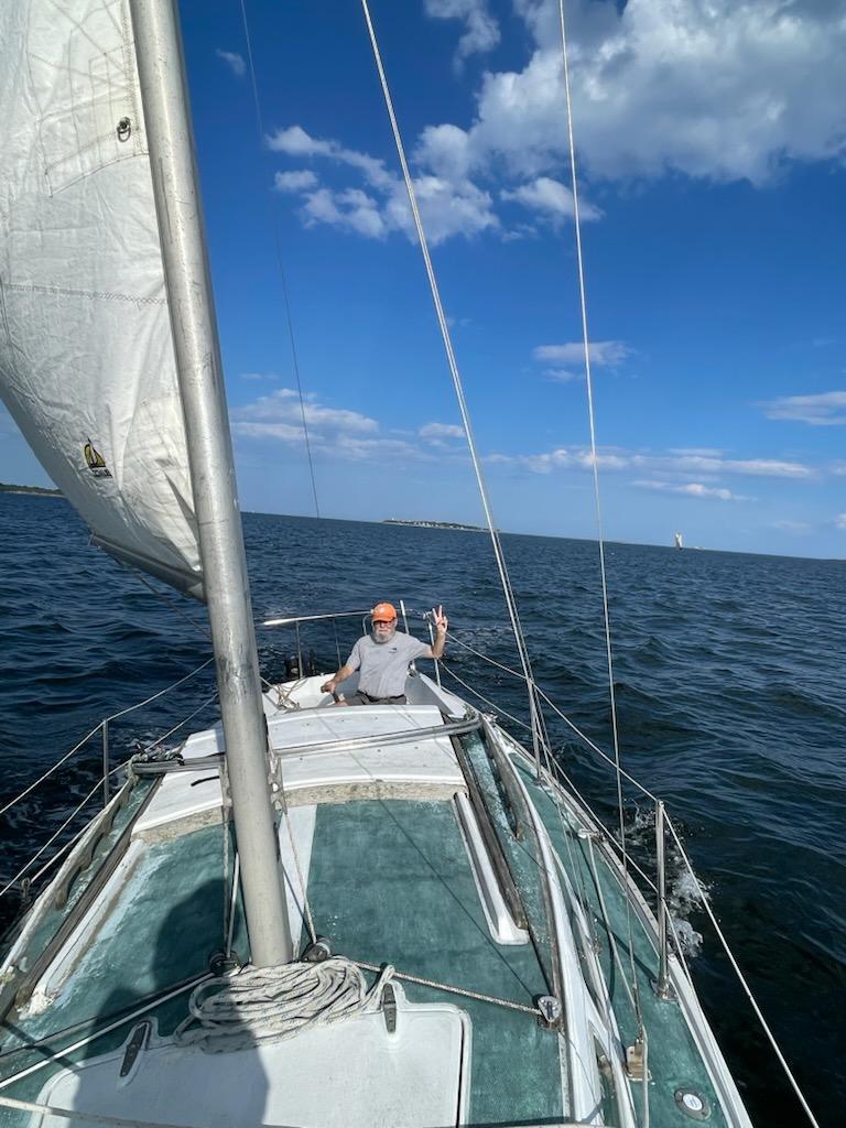 Captain at the tiller